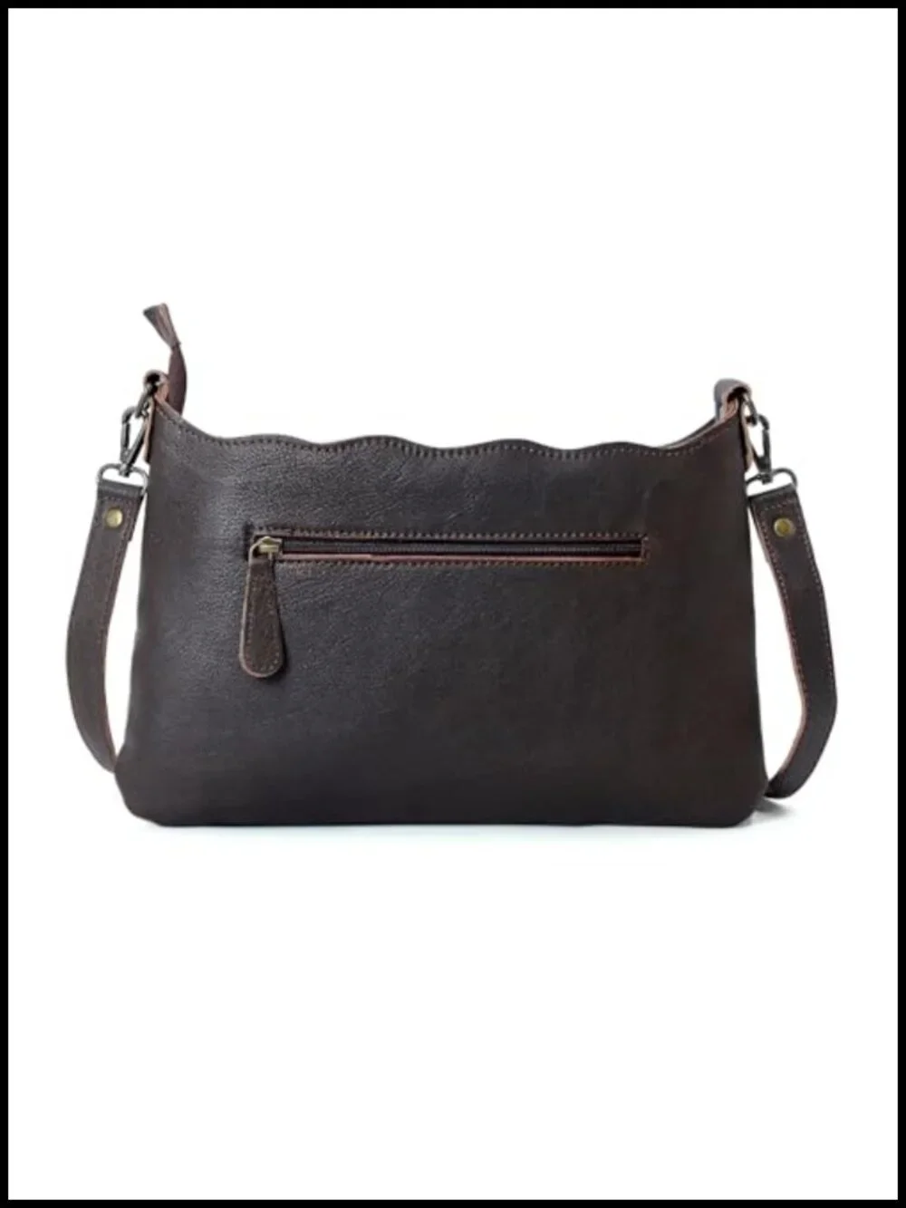 Genuine Cowhide Leather Crossbody Bag with Adjustable Strap